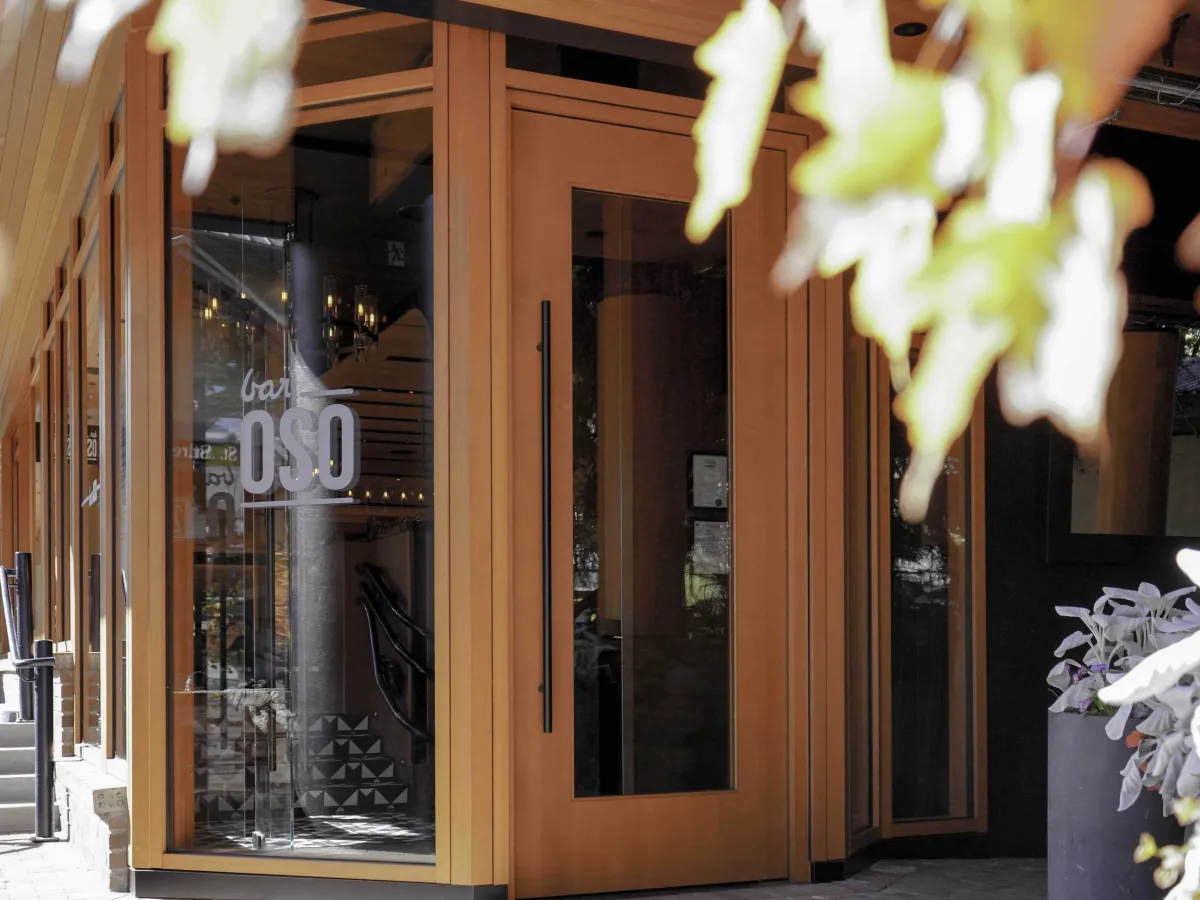 Bar oso restaurant whistler curtain wall timber window raico 3