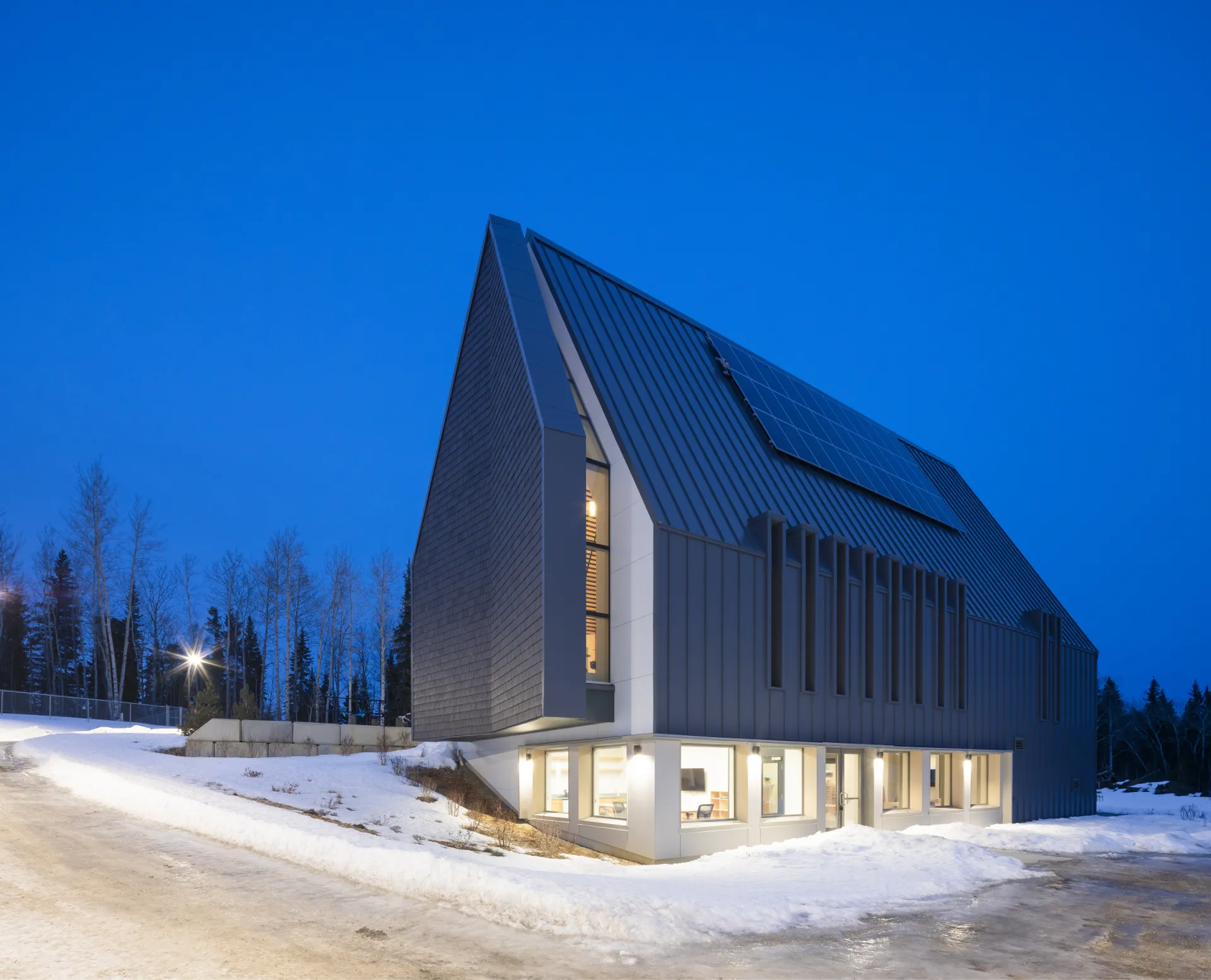 Cultural center first nation curtain wall aluminum window rose prairie british columbia 1