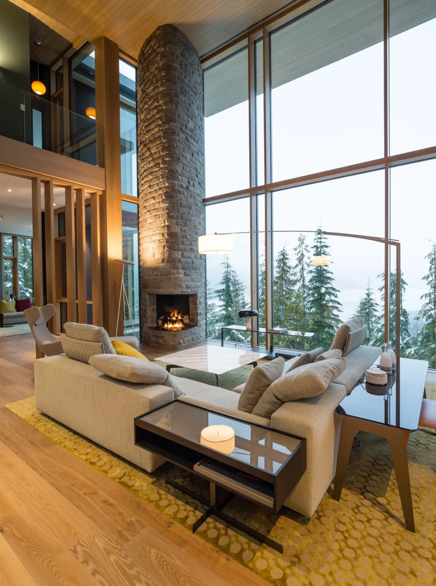 Whistler residence curtain wall raico thermhi wood windows 2