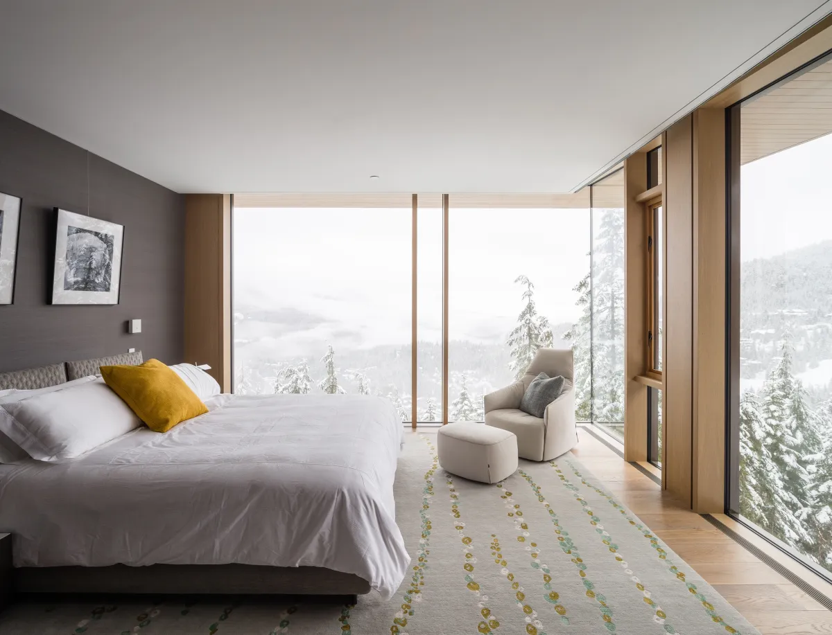 Whistler residence curtain wall raico thermhi wood windows 1