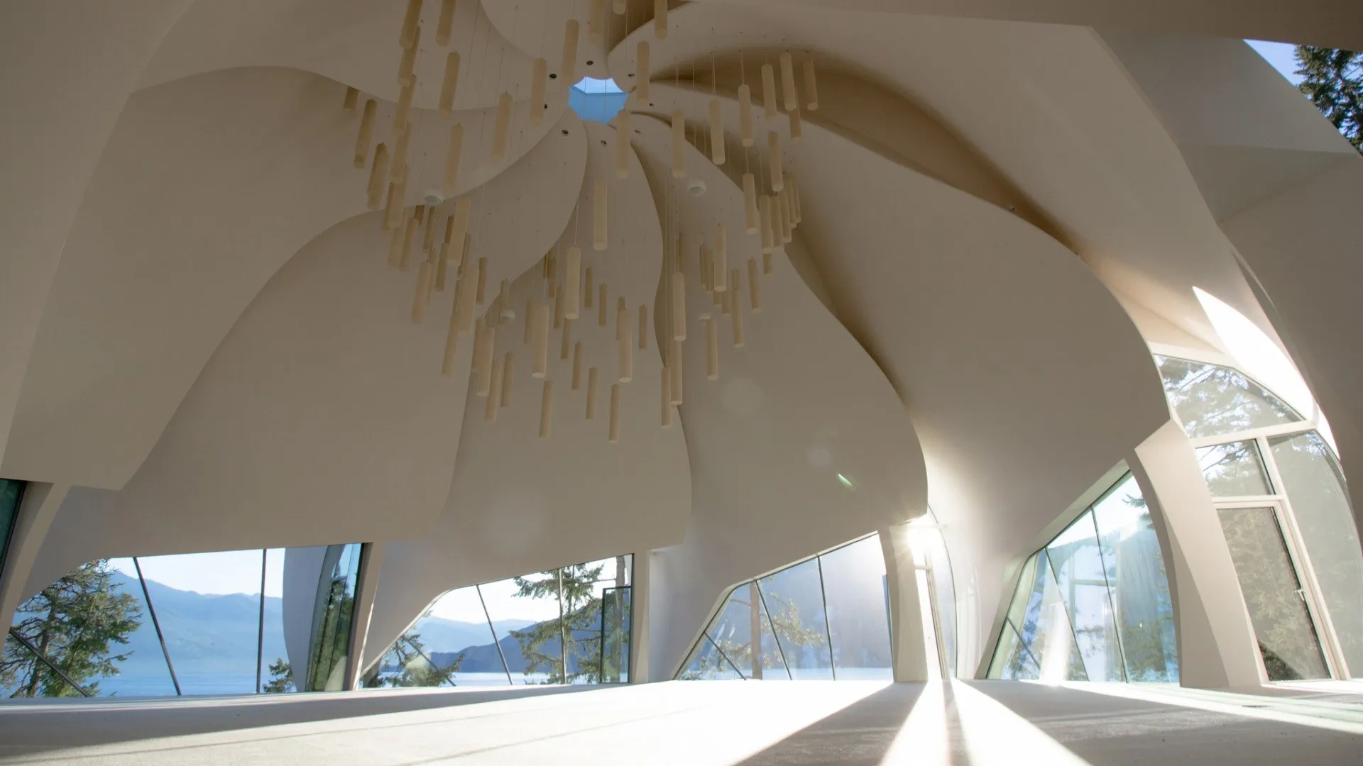 Ashram temple of light yoga studio british columbia curtain wall aluminum windows raico thermai 5